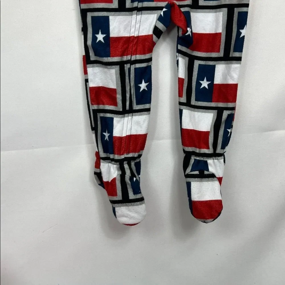 Creative Apparel Texas Flag Print flannel footie pajamas size 18 months Pit